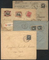 BELGIUM: 4 Covers Sent To Brazil In 1921/2, 3 Registered, Nice Postages, With Minor Defects, Good Opportunity! - 1921-1925 Petit Montenez