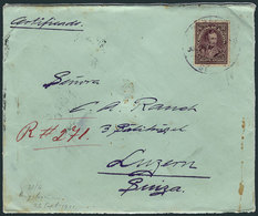 BOLIVIA: Registered Cover Franked By Sc.108 (Sucre 50c. Violet) ALONE, Sent From Beni To Switzerland On 30/JUL/1901, VF  - Bolivië