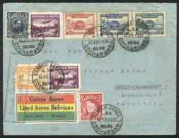 BOLIVIA: 30/JUL/1930 LAB First Airmail La Paz - Rio De Janeiro: Cover With Final Destination Germany, With Rio Arrival M - Bolivien