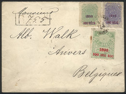 BRAZIL: Registered Cover Sent From Florianopolis To Belgium On 3/FE/1900 With Very Handsome 3-color Postage For 700Rs.,  - Prefilatelia