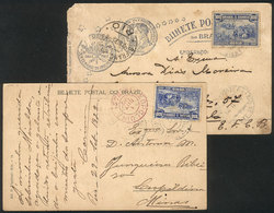 BRAZIL: 2 Postcards Used In 1922/3, Franked By RHM.C-14 ALONE, Interesting! - Préphilatélie
