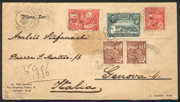 BRAZIL: Registered Cover Sent From Curitiba To Italy On 31/JA/1924 Franked With 800Rs. Including Nice Commemorative Stam - Vorphilatelie