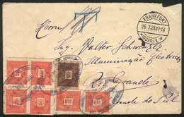 BRAZIL: Cover Sent STAMPLESS From Frankfurt To Rio Grande On 25/JL/1928, With POSTAGE DUE Stamps Applied At Destination  - Préphilatélie