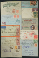 BRAZIL: 10 Covers Flown Between 1930 And 1940, Interesting Postages And Postal Marks, Very Interesting, Low Start! - Covers & Documents