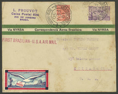 BRAZIL: 19/FE/1930 Rio De Janeiro - Chicago, Cover Flown On NYRBA First Flight, With Handstamps And Cinderella, Without  - Préphilatélie