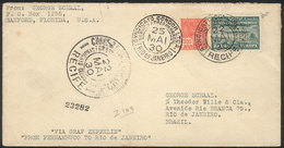 BRAZIL: Cover Sent Via ZEPPELIN From Recife To Rio De Janeiro On 22/MAY/1930, VF Quality! - Brieven En Documenten