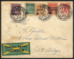 BRAZIL: Cover Sent Via Condor From Rio To Porto Alegre On 12/SE/1930, Franked By RHM.K-12/15 (complete Set Of 4 Surcharg - Storia Postale