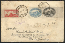 BRAZIL: Express Cover Sent From Santos To Rio De Janeiro On 4/FE/1939 With Handsome Postage Of 1,600Rs. With Commemorati - Préphilatélie