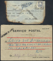 BRAZIL: CRASH MAIL: "Baby-Clipper" AIRPLANE ACCIDENT Of 13/AU/1939, Cover Sent From Belem To Rio De Janeiro On 11/AUG, W - Briefe U. Dokumente