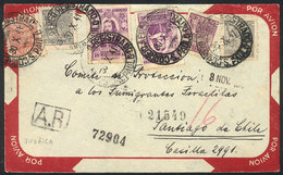 BRAZIL: Airmail Cover Sent From Sao Paulo To Chile On 30/OC/1941, Nice Postage, VF Quality! - Briefe U. Dokumente