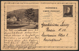 CZECHOSLOVAKIA: Postal Card Illustrated With A Mountain Landscape Sent To Germany On 24/AU/1935, VF! - Brieven En Documenten