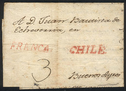 CHILE: First Page Of A Letter Sent From Santiago De Chile To Buenos Aires On 23/MAR/1814, With "FRANCA" And "CHILE" Mark - Chile
