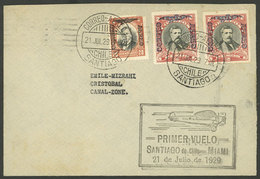 CHILE: 21/JUL/1929 Santiago - Cristobal (Canal Zone), Panagra First Flight, With Special Mark And Arrival Backstamp Of 2 - Chile