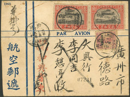 CHINA: Interesting Airmail Cover Sent From PAHSIEN (CHUNGKING) To Canton, Very Fine Quality! - Yunnan 1927-34