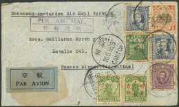 CHINA: 20/JUN/1935 Canton - Argentina, Airmail Cover With Spectacular Multicolor Postage, Arrival Backstamp Of Buenos Ai - Yunnan 1927-34