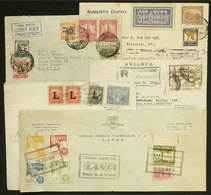 COLOMBIA: 5 Airmail Covers Used Between 1933 And 1956, There Are Nice Postages, Also An Attractive Cinderella Of SCADTA, - Colombie