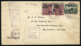 COSTA RICA: 11/MAR/1930 Costa Rica - Honduras First Flight, Cover Sent To San Lorenzo (on Back Tegucigalpa Transit Mark  - Costa Rica