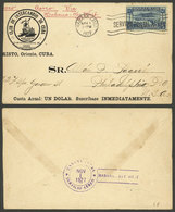 CUBA: 1/NO/1927 First Flight Havana - Key West, Cover With Special Violet Mark On Back, VF Quality! - Brieven En Documenten