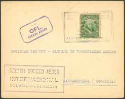 ECUADOR: 17/JUN/1928 Guayaquil - Barranquilla (Colombia), SCADTA First Flight, With Special Cachet, Arrival Backstamp, E - Ecuador