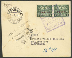 ECUADOR: 18/JUL/1929 Guayaquil - Santiago, First Flight, Cover Sent To Valparaiso, With Special Cachet And Arrival Marks - Ecuador