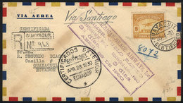 ECUADOR: 28/AP/1930 PANAGRA First Flight Guayaquil - Santiago De Chile (Mü.45): Cover With Special Markings On Front And - Equateur