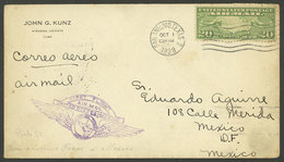 UNITED STATES: 1/OC/1928 First Flight San Antonio - Laredo (Mexico), Cover With Special Handstamp Of The Flight And Arri - Briefe U. Dokumente