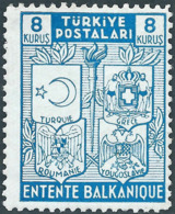 Turchia Turkey 1940 Balkan Entente 8K Light Blue,original Gum - Unused Stamps