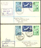 GILBERT & ELLICE: 25/JA/1965 And 4/SE/1965 2 Registered Covers Sent By Airmail To England From OCEAN And FANNING Respect - Gilbert- Und Ellice-Inseln (...-1979)