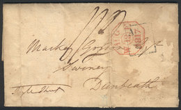 GREAT BRITAIN: Entire Letter Dated 12/AU/1817, Interesting Postal Markings. Stained But Very Interesting! - ...-1840 Precursores