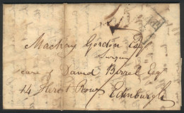 GREAT BRITAIN: Entire Letter Dated 13/OC/1823, From Glasgow To Edinburgh, With Interesting Postal Markings And A Long An - ...-1840 Vorläufer