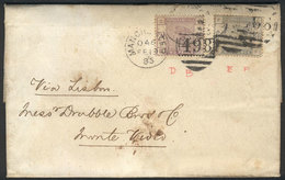 GREAT BRITAIN: 19/FE/1885 Manchester - Uruguay: Entire Letter Franked By Sc.100 + 105, With "498" Duplex Cancel, With Mo - ...-1840 Precursori