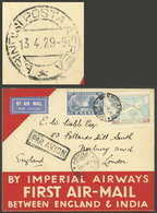 GREECE: 12/AP/1929 Athens - Bridisi, I.A. First Flight, Special Envelope With Nice Postage And Arrival Backstamp Of 13/A - Cartas & Documentos
