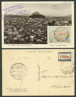 GREECE: 18/FE/1930 First Flight Athens - Mitylene, Postcard With Postage On Both Sides, With A Crease Else VF, Scarce! - Storia Postale