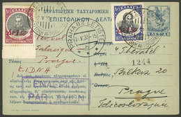 GREECE: 2/MAY/1932 First Flight Salonica - Prague (Czechoslovakia), By C.I.D.N.A., Card With Arrival Mark On Front, Fine - Storia Postale