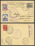 GREECE: 2/JUN/1932 First Flight Athens- Strasbourg, By C.I.D.N.A., Card Of Very Fine Quality With Postage And Postal Mar - Briefe U. Dokumente