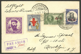 GREECE: 14/JUL/1932 First Flight Salonica - Roma By S.A.M., Cover Of Fine Quality, Scarce, Only 42 Letters Were Carried  - Storia Postale