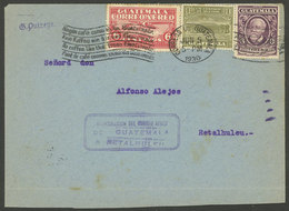 GUATEMALA: 5/JUN/1930 Guatemala - Retalhuleu, Inaugural Flight, With Special Blue Cachet, And Arrival Mark On Back Of 6/ - Guatemala