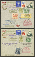 NETHERLANDS: 13/DE/1934 2 Covers Flown To Suriname And Curaçao By KLM, With Additional Postages Of Those Colonies And Fi - Cartas & Documentos