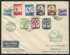 HUNGARY: Sc.C26/C34, 1933 Complete Set Of 9 Values Franking A Cover Flown On The Budapest - Wien Special Flight Of 24/JU - Lettres & Documents
