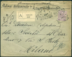 ITALY: Cover Franked By Sc.85 (50c. Violet Of 1901/26) Alone, Sent With Declared Value From Merate (Como) To Milano On 4 - ...-1850 Voorfilatelie