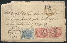 ITALY: 31/DEC/1870 MENAGGIO - ARGENTINA: Cover Franked By Sc.31 Pair + 35 (Sa.20 + 26), Numeral Cancel "1371", Several P - 1. ...-1850 Prephilately