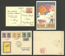 LATVIA: Cover Of 1928 And Card Of 1939, Interesting Marks And Frankings, VF Quality! - Lettland