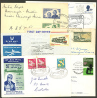 NEW ZEALAND: 6 Covers Flown Between 1944 And 1977, Mostly FIRST FLIGHTS, Very Interesting Lot For The Specialist. IMPORT - Brieven En Documenten