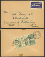 PAKISTAN: 11/OC/1933 KARACHI - Germany, Airmail Cover With Postage On Back (British India Stamps), And Transit Mark Of B - Pakistán