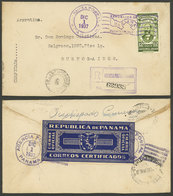 PANAMA: 1/DE/1937 Registered Cover Sent To Buenos Aires Franked With 12c., And On Back Attractive SEAL For Registered Ma - Panama