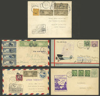 PANAMA - CANAL ZONE: Year 1929: 5 Covers Carried On First Flights Between Cristobal And Santiago De Chile, Quito (2) And - Panamá