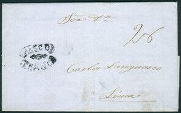 PERU: Entire Letter Dated 3/JUN/1854 To Lima, With "PASCO-FRANCA" Mark With Central Decoration, Excellent Quality, Rare! - Peru