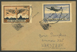 POLAND: 17/JUN/1921 Cover Flown On The Poznan Air Show, Bearing 2 Cinderellas With Special Cancel, Very Nice! - Lettres & Documents