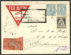 ROMANIA: 24/JUN/1926 Bucharest - Chisinau, First Flight, Registered Cover With Special Cachet, Arrival Backstamp, VF Qua - Briefe U. Dokumente