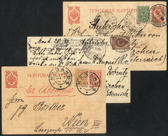 RUSSIA: 3 Cards Sent To Austria In 1911/2, Interesting! - Brieven En Documenten
